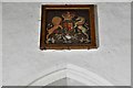 TM1768 : Bedingfield, St. Mary's Church: Royal Coat of Arms above the tower arch by Michael Garlick