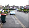 Orange-lidded wheelie bins, Larch Grove, Malpas, Newport