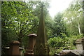 TQ2887 : View of a second monument shaped like a church tower in Highgate West Cemetery by Robert Lamb