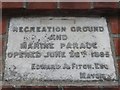 Plaque on the park gates, Maldon (iii)