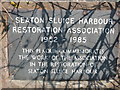 NZ3376 : Plaque, Seaton Sluice Harbour by Geoff Holland
