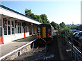 A train from Looe standing in the branch platform at Liskeard