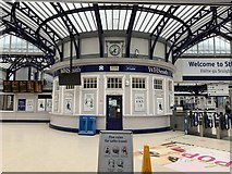 NS7993 : Stirling railway station entrance by Andrew Abbott