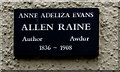 Allen Raine black plaque, Newcastle Emlyn