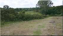 TQ8653 : Flat country beside railway west of Harrietsham by David Kemp