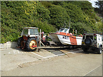 SZ5677 : CS361 and tractor, Wheelers Bay by Robin Webster