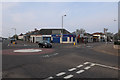 Shops by a roundabout