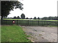 SO3710 : Sports ground perimeter fence, Llanarth, Monmouthshire by Jaggery