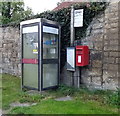 Elizabeth II postbox and telephone box on the B1257, Appleton-le-Street