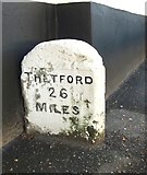TG1905 : Old Milestone (north face) by Pond Farmhouse, Newmarket Road, Cringleford by CW Haines