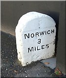 TG1905 : Old Milestone (south face) by Pond Farmhouse, Newmarket Road, Cringleford by CW Haines