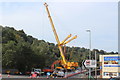 ST2198 : Crane on A467 by River Ebbw by M J Roscoe