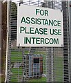 For assistance sign and intercom at entrance to Hillcrest Research Station