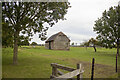 Field barn in orchard