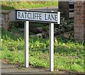 Ratcliffe Lane sign west side