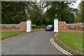 Gateposts at the entrance to Blackwell Grange Hotel