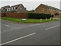 ST3191 : Five concrete posts on grass near a Pilton Vale corner, Newport by Jaggery