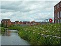 Canal and new apartments in Kidderminster, Worcestershire