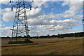  : Pylons and fields at harvest time, Claydon by Simon Mortimer