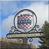 TL9558 : Gedding Hall village sign by Adrian S Pye