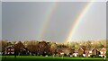 View north over the recreation ground - with double rainbow