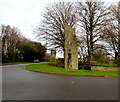 Stone structure at the entrance to the Coychurch Crematorium site