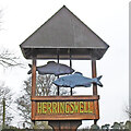 TL7169 : Herringswell village sign (detail) by Adrian S Pye