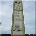 Names on the Murroes War Memorial