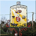 TF9734 : Thursford village sign (west face) by Adrian S Pye