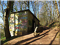 Derelict electricity sub-station in Garth Wood