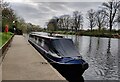 Narrowboat moored along the River Avon at Evesham