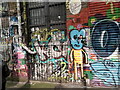 View of street art on the rear of warehouses on Blackall Street #16