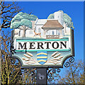 TL9098 : Merton village sign (west face) by Adrian S Pye