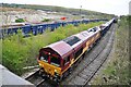 HS2 Stone train arriving at Calvert 1