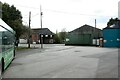 An empty bus garage