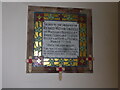 First World War memorial plaque on the wall in the village church in Habberley, Shropshire