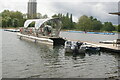 TQ2780 : View of the jetty at the back of the boat hire cabin on the Serpentine in Hyde Park by Robert Lamb
