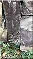 Benchmark on sideways gatepost in wall on west side of Turner Lane