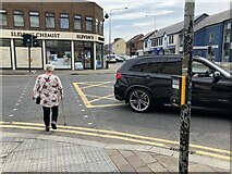 H4572 : Crossing at the traffic lights, Dublin Road Corner, Omagh by Kenneth  Allen