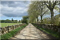 Fields to the left, houses to the right