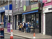 H4572 : Pavement dining at the Riverfront Cafe, Omagh by Kenneth  Allen