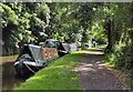 Narrowboats moored along the Staffordshire and Worcestershire Canal