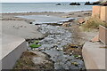 Stream empties onto the beach, Challaborough