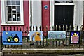 Haverfordwest: Outdoor display of locally created knitting and needlework 1