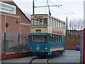 Vintage Birkenhead Corporation Tram approaching the Wirral Transport Museum