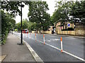 Bus stop and cycle lane near St Margaret Clitherow Church Hall, Dulwich Wood Park