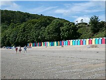 SH3331 : Colourful beach huts at Llanbedrog by Oliver Dixon