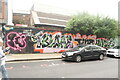 View of street art on a wall on Sclater Street