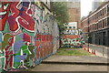 View of street art on the rear of the Truman Brewery on Grey Eagle Street #3