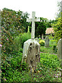 A carved grave marker